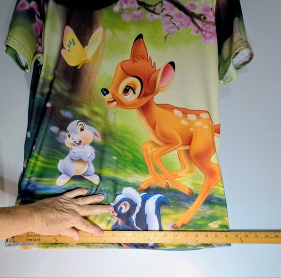 Disney Bambi Forest Scene Full Print Graphic T-Shirt Polyester - Picture 3 of 5